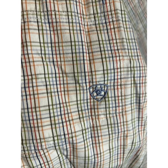 Ariat Men’s XL Multicolor Stripe Western Shirt Short Sleeve EUC | Cowboy Casual - Picture 2 of 4